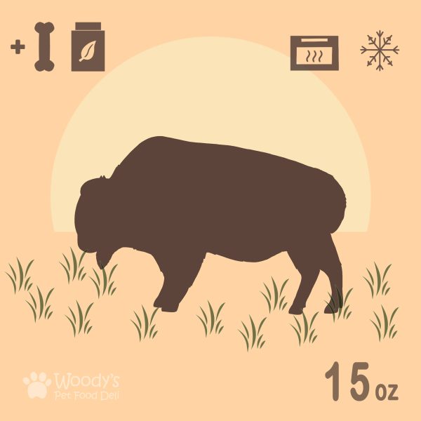 Free Range Bison with Bones and Supplements (15oz) - Cooked - Frozen - Pet Food